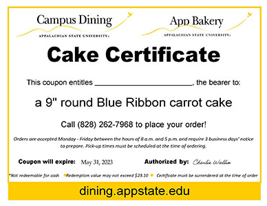 Item #13 Cake Certificate