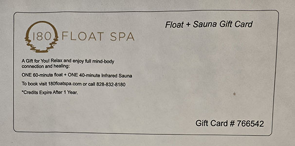 Item #14 Float Spa Gift Certificate
