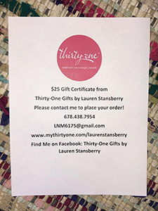 Item #23 Thirty-One Gift Certificate