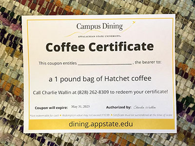 Item #25 Coffee Certificate